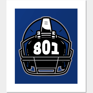 Retro Football Helmet 801 Area Code Provo Utah Football Posters and Art